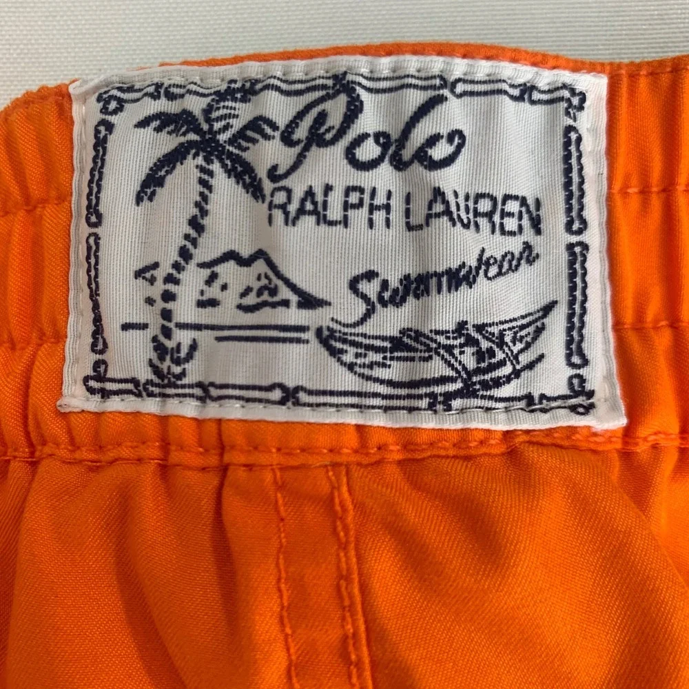 Polo Ralph Lauren Swim Trunks Boys XL 18-20 Orange Green‎ Big Pony Logo Lined